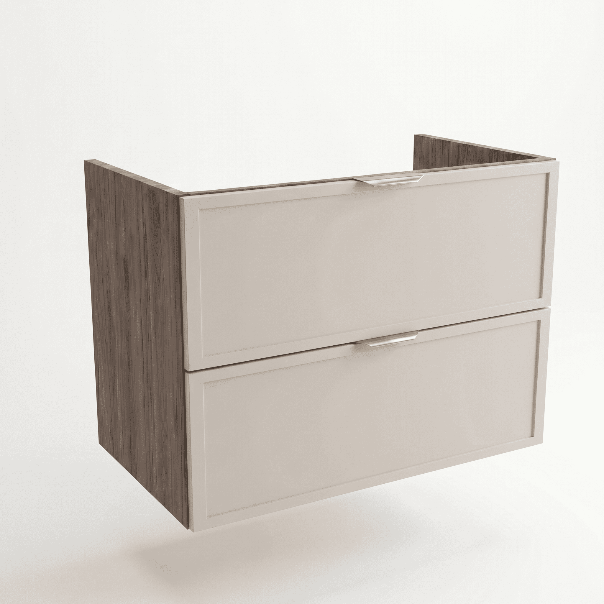 Waschtischunterschrank Roma 80 cm Kaschmir / Walnuss Dunkel ohne Oberteil – eleganter Badschrank mit kontrastreicher Holzoptik und Schubladen
