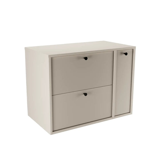 Waschtischunterschrank 80 cm mit geschlossenem Regal und glatten Fronten, Modell Belino in Kaschmir