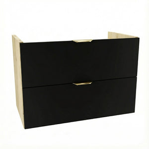 Waschtischunterschrank Orio 80 cm in Schwarz / Eiche Artisan mit 2 Schubladen SOFT-CLOSE, ohne Arbeitsplatte, glatte Fronten, modernes Design aus 18-mm laminierter Spanplatte, ideal für Badezimmer.