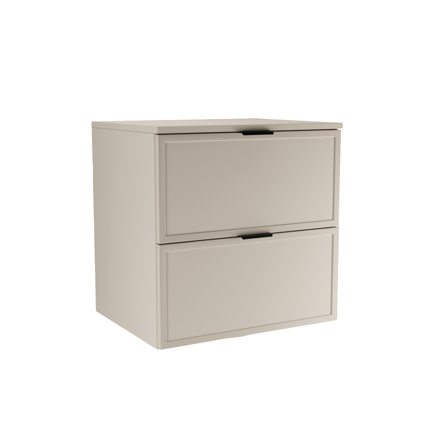 Waschtischunterschrank 60 cm Roma in Kaschmir mit Schubladen, Soft-Close-System und gefrästen MDF-Fronten für modernes Badezimmer