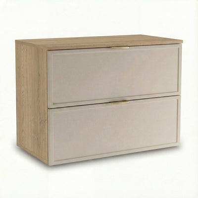 Waschtischunterschrank mit 2 Schubladen 80 cm Roma - Kaschmir/Eiche Cremona