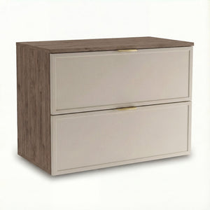 Waschtischunterschrank 80 cm Roma Kaschmir/Dunkle Walnuss mit 2 Schubladen, Soft-Close und MDF-Fronten für Badezimmer