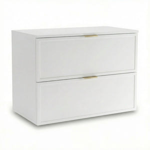Waschtischunterschrank 80 cm Roma Weiß mit 2 Schubladen, Soft-Close-System und MDF-Fronten für Badezimmer