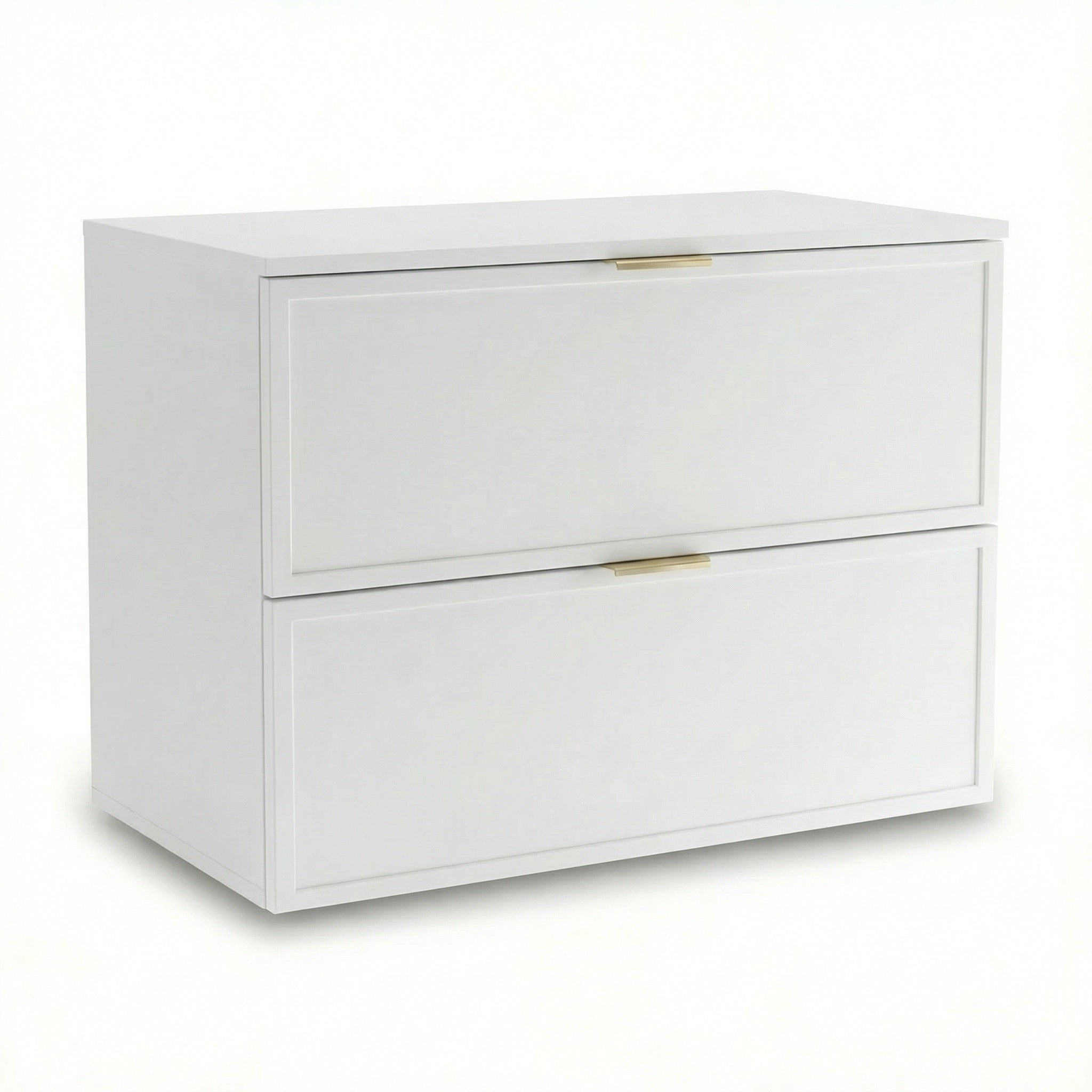 Waschtischunterschrank 80 cm Roma Weiß mit 2 Schubladen, Soft-Close-System und MDF-Fronten für Badezimmer