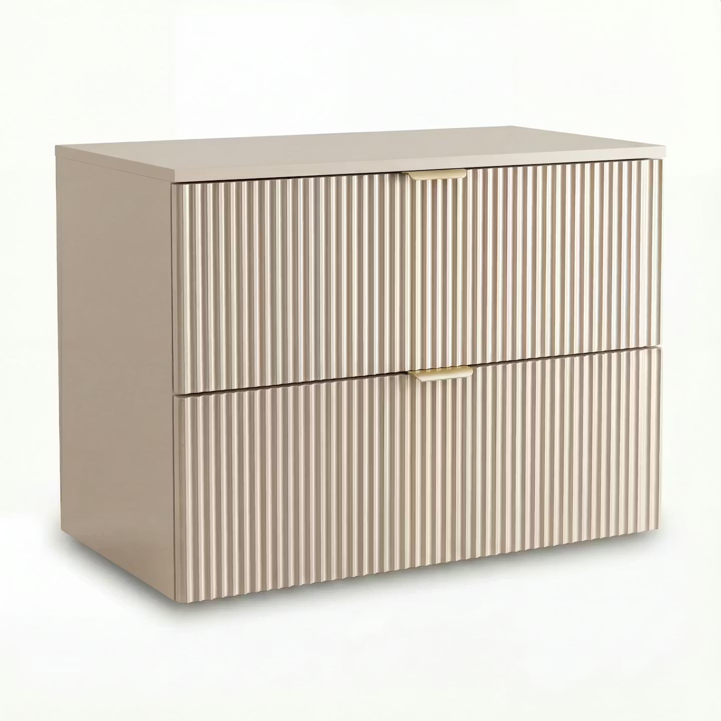 Willy Waschtischunterschrank 80 cm Kaschmir – geriffelte Fronten und Stauraum