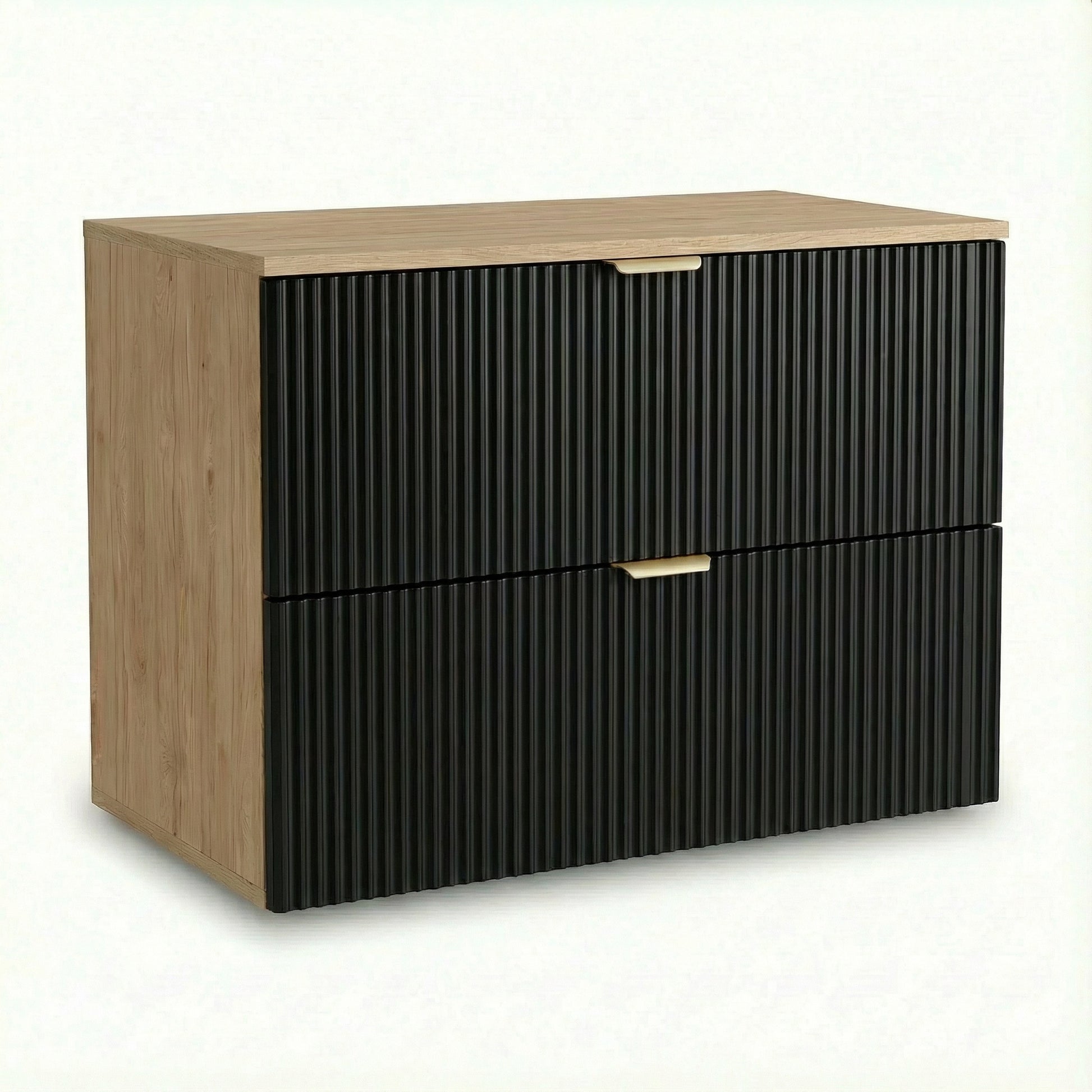 Waschtischunterschrank 80 cm Willy Schwarz/Walnuss – moderner Badschrank mit geräumigen Schubladen und stilvoller Farbgebung