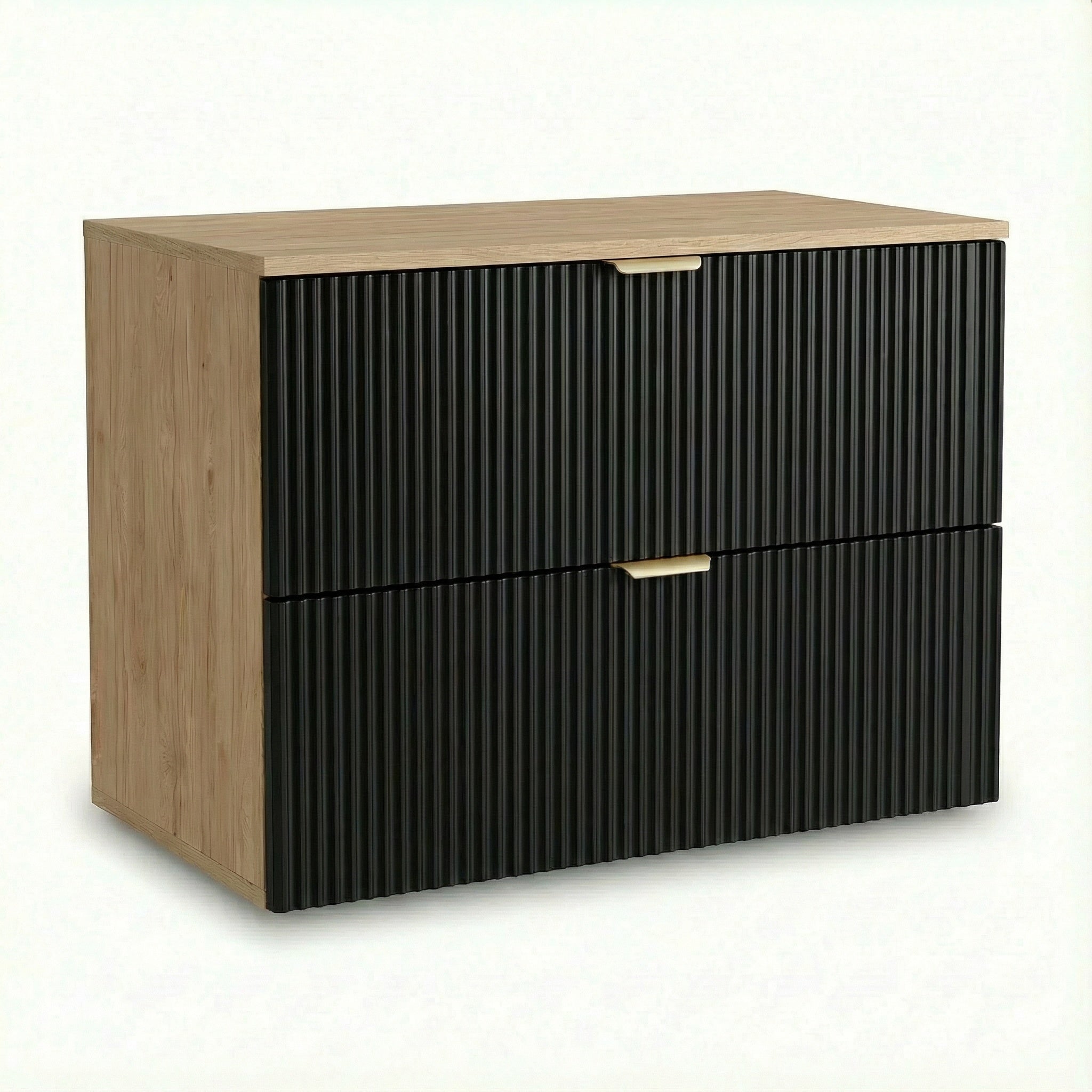 Waschtischunterschrank 80 cm Willy Schwarz/Walnuss – moderner Badschrank mit geräumigen Schubladen und stilvoller Farbgebung