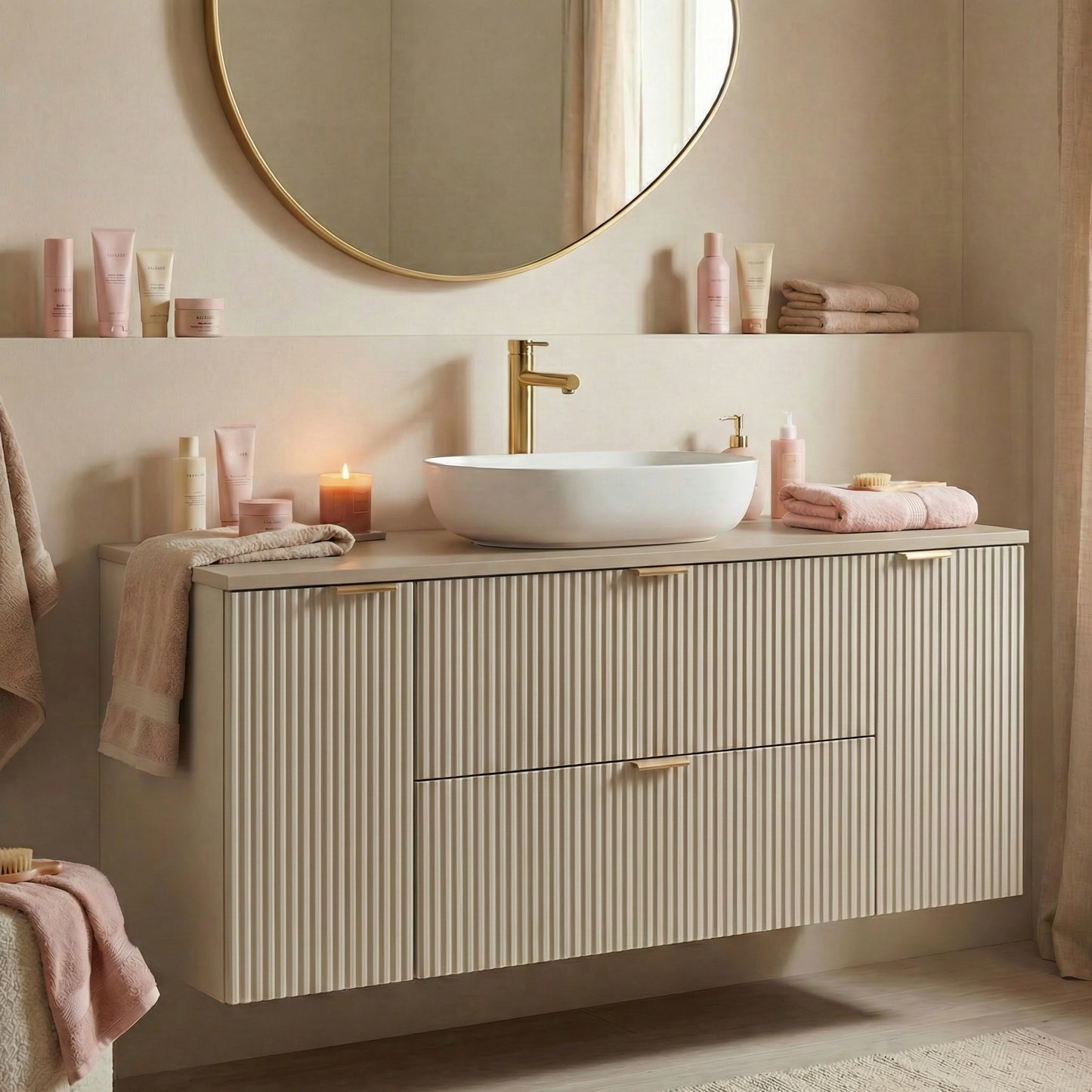 Waschtischunterschrank 140 cm mit 2 Türen und 2 Schubladen Willy - Kaschmir