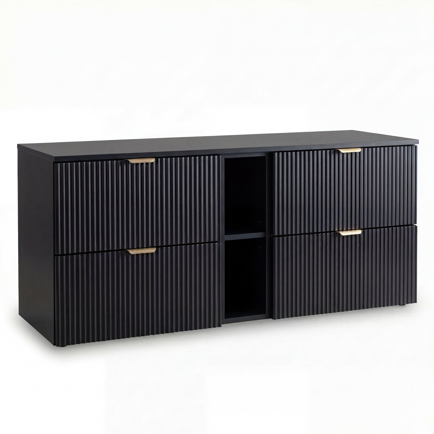 Waschtischunterschrank 140 cm mit Regal Willy - Schwarz
