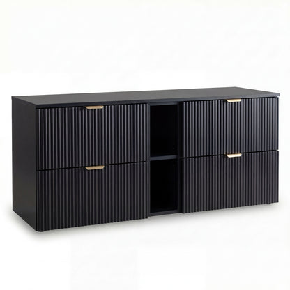Waschtischunterschrank 140 cm mit Regal Willy - Schwarz