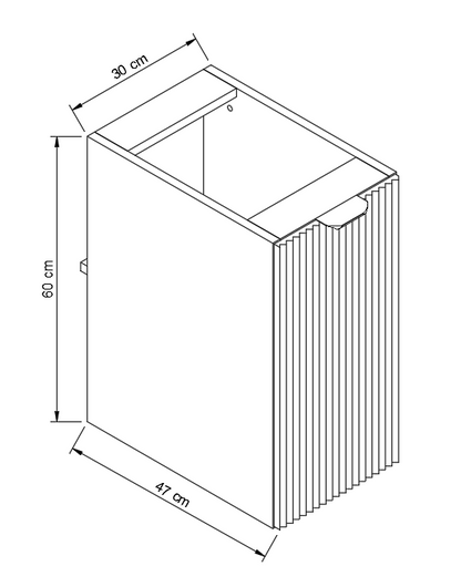 Badezimmerschrank 30 cm, geriffelte Fronten, 1 Tür Willy - Weiß/Walnuss