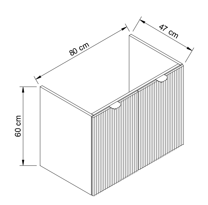 Waschtischunterschrank 80 cm mit Türen, ohne Oberteil Willy - Kaschmir