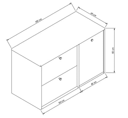 Waschtischunterschrank 100 cm mit Wäschekorb Belino - Kaschmir/Marmor Bianco