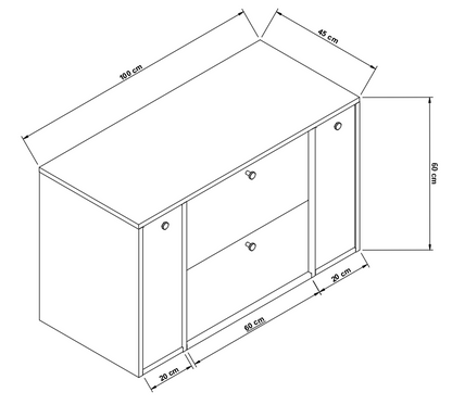 Waschtischunterschrank 100 cm mit 2 Regal, glatte Fronten Belino - Walnuss Dunkel/Marmor Bianco