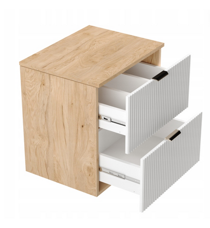 Waschtischunterschrank 100 cm mit 2 Regale Willy - Weiß/Walnuss