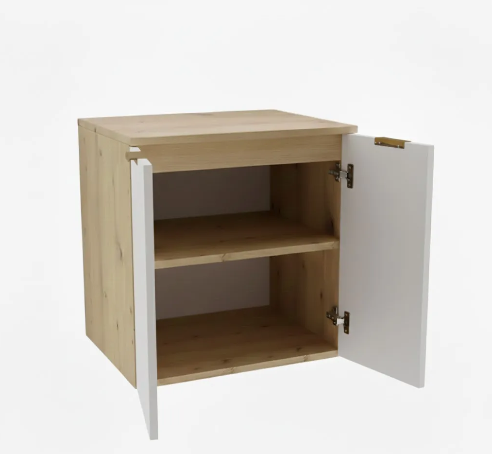 Waschtischunterschrank mit Türen 60 cm Orio - Weiß/Eiche Artisan