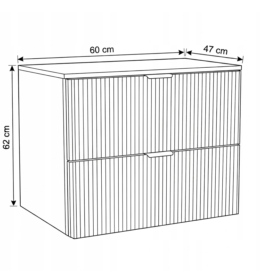 Waschtischunterschrank mit 2 Schubladen 60 cm Willy - Eiche Cremona