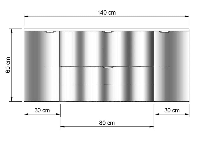 Waschtischunterschrank 140 cm mit 2 Türen und 2 Schubladen Willy - Weiß, Walnussplatte