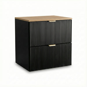 Waschtischunterschrank 60 cm Willy - Schwarz, Walnussplatte