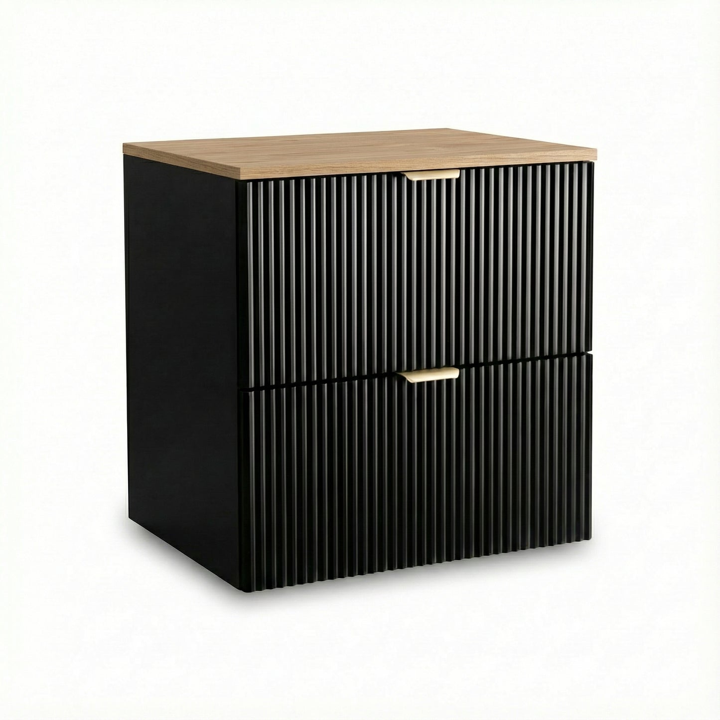 Waschtischunterschrank 60 cm Willy - Schwarz, Walnussplatte