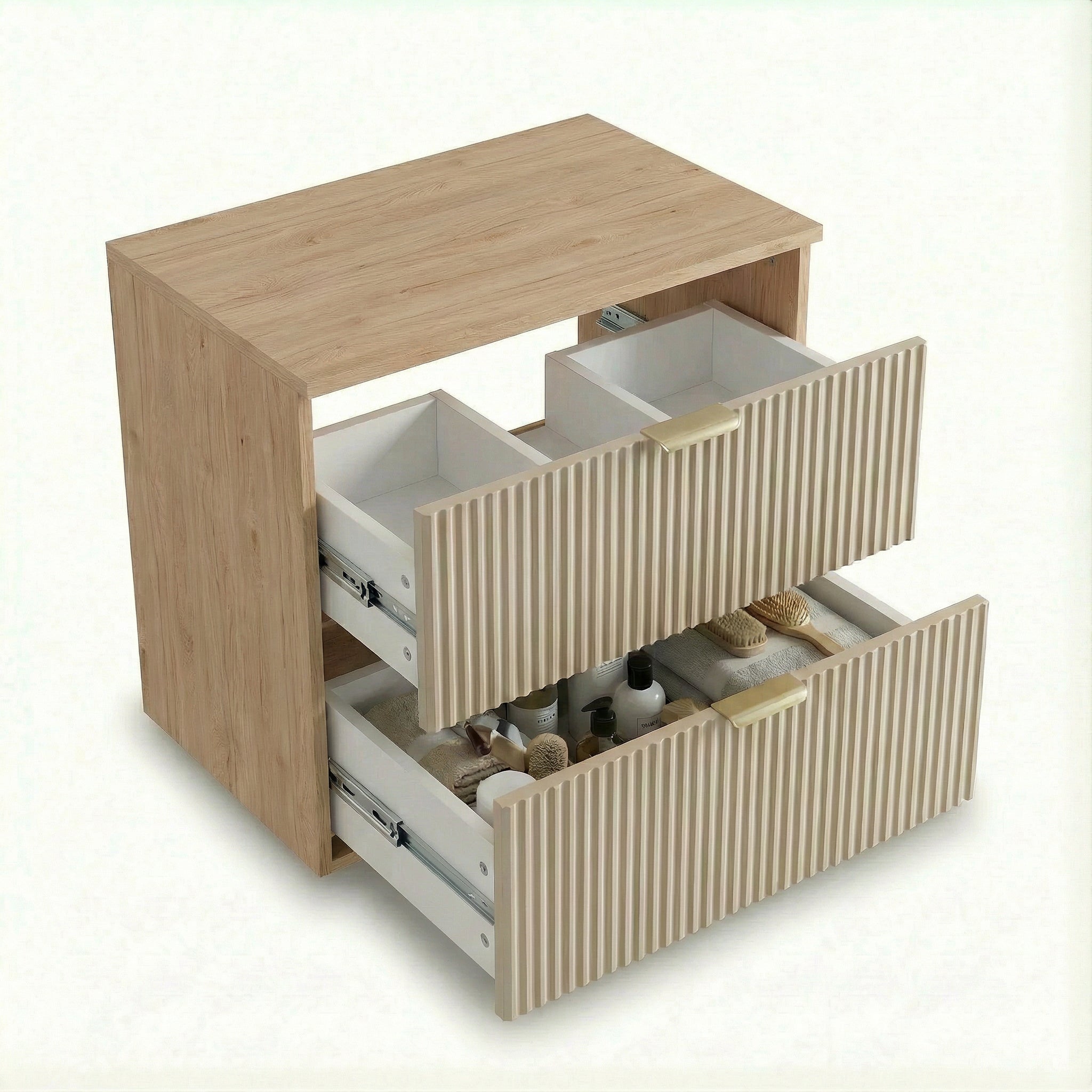 Waschtischunterschrank mit 2 Schubladen 80 cm Willy - Kaschmir/Walnuss