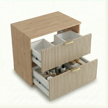 Waschtischunterschrank 100 cm mit 2 Regale Willy - Kaschmir, Walnussplatte