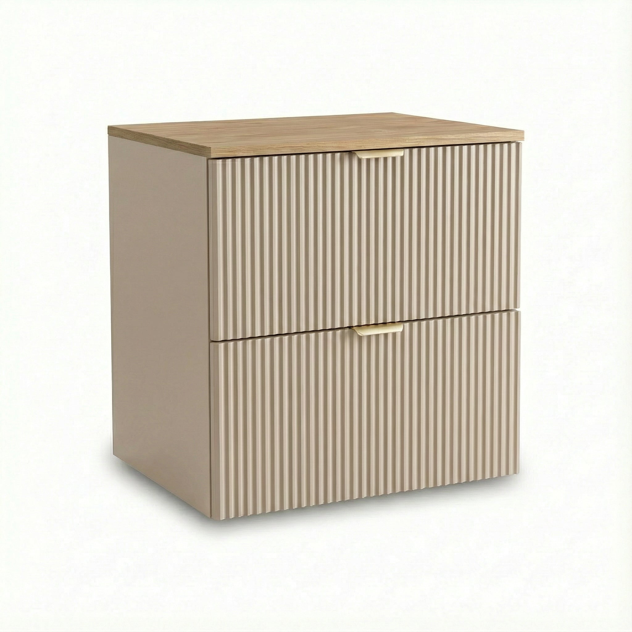 Waschtischunterschrank 100 cm mit 2 Regale Willy - Kaschmir, Walnussplatte