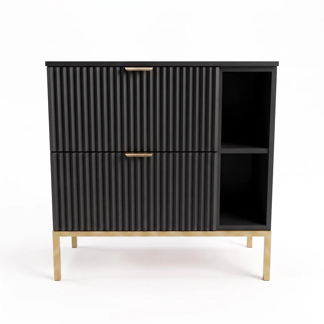 Waschtischunterschrank mit Regal 80 cm auf einem Metallgestell Willy - Schwarz