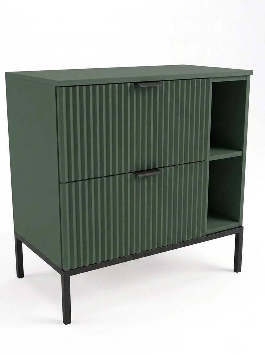 Waschtischunterschrank mit Regal 80 cm auf einem Metallgestell Willy - Salbei