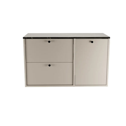 Waschtischunterschrank 100 cm mit Wäschekorb Belino - Kaschmir/Marmor Schwarz