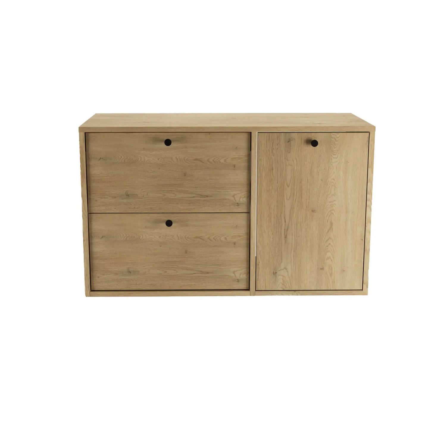 Waschtischunterschrank 100 cm mit Wäschekorb Belino - Eiche Cremona