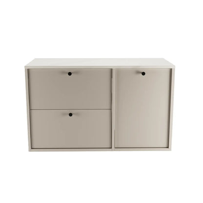 Waschtischunterschrank 100 cm mit Wäschekorb Belino - Kaschmir/Marmor Bianco