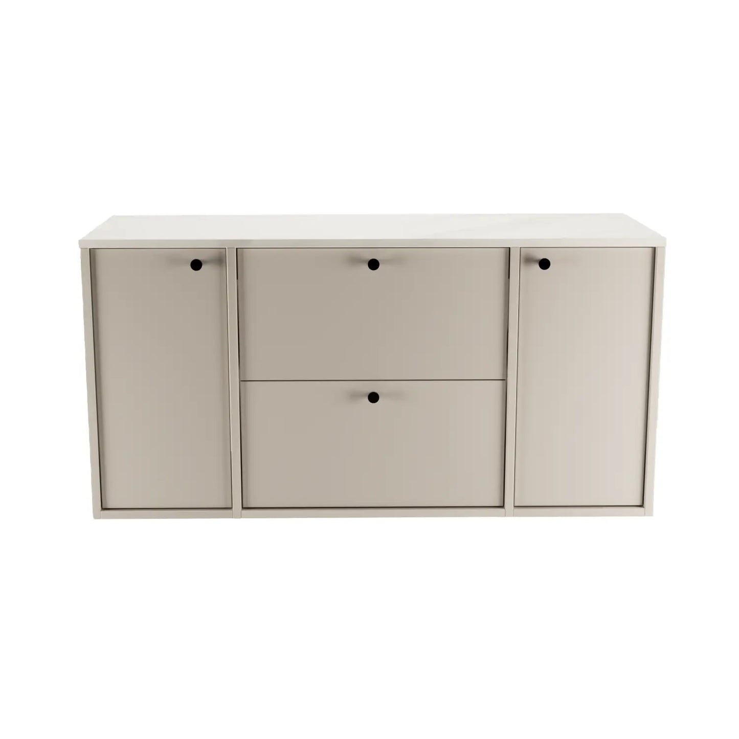 Waschtischunterschrank 120 cm mit 2 Türen und 2 Schubladen Belino - Kaschmir/Marmor Bianco