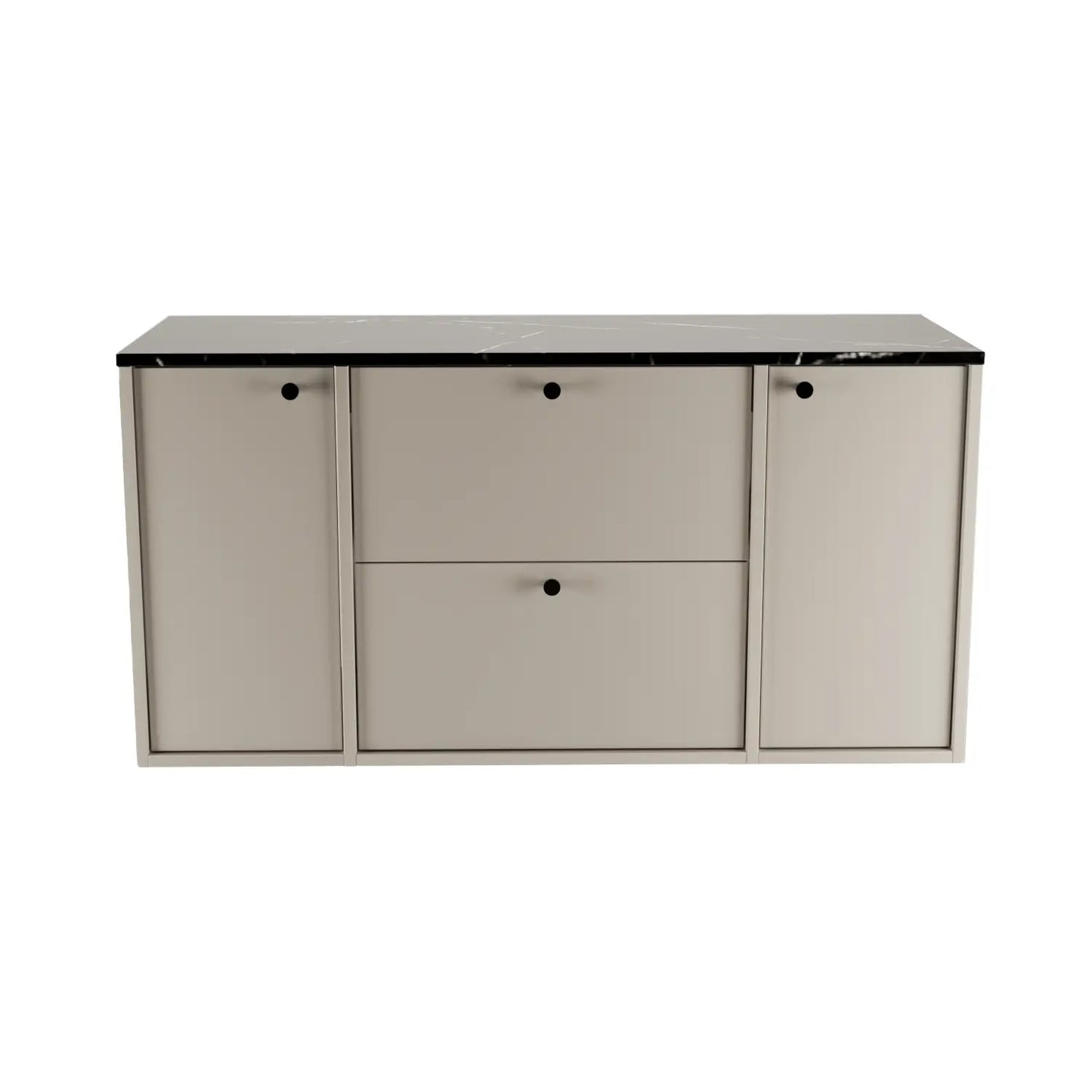 Waschtischunterschrank 120 cm mit 2 Türen und 2 Schubladen Belino - Kaschmir/Marmor Schwarz