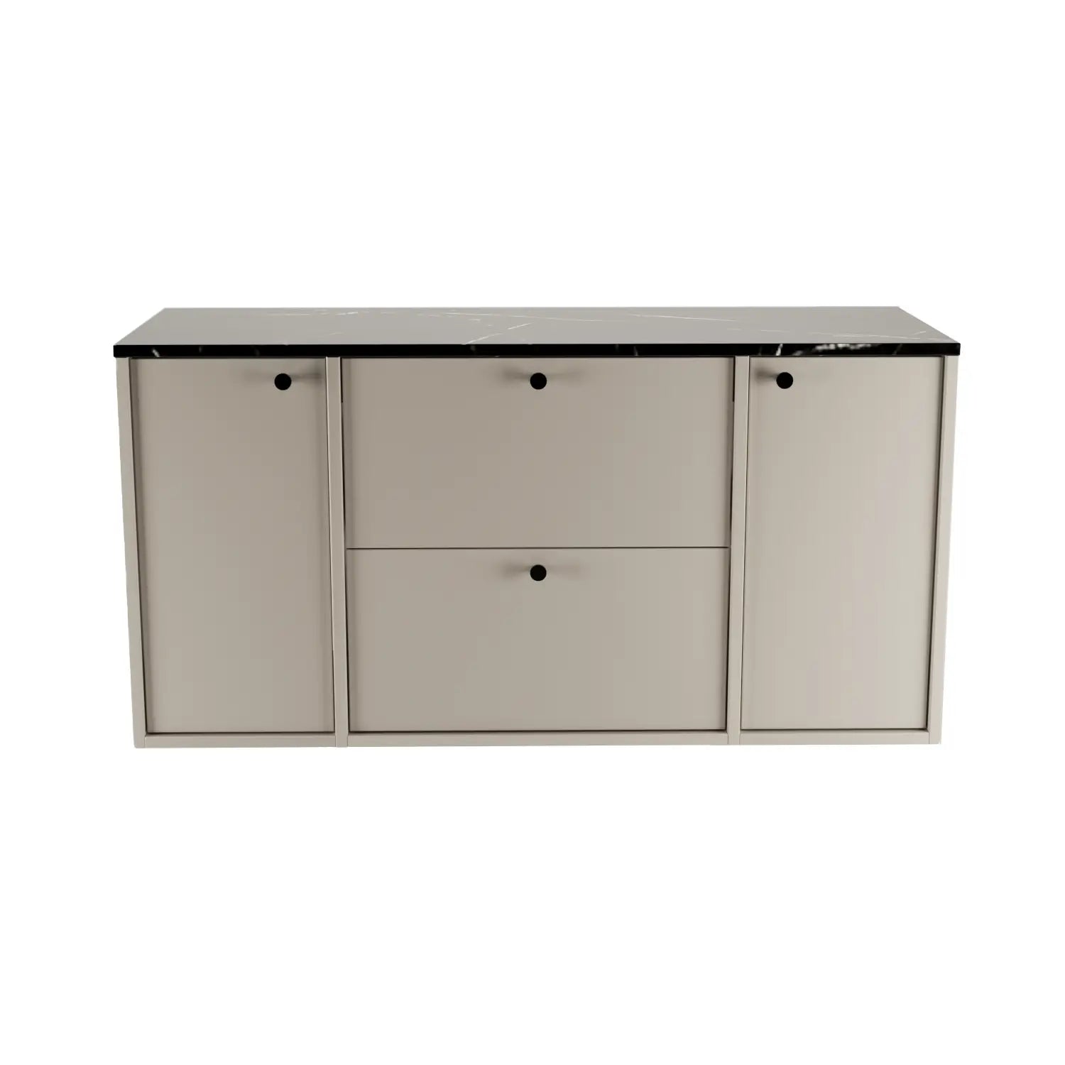 Waschtischunterschrank 120 cm mit 2 Türen und 2 Schubladen Belino - Kaschmir/Marmor Schwarz