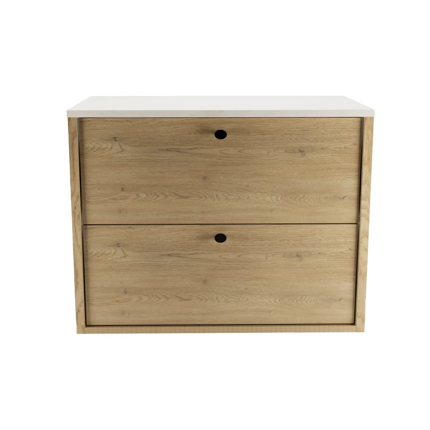 Waschtischunterschrank 80 cm, glatte Fronten Belino - Eiche Cremona/Marmor Bianco