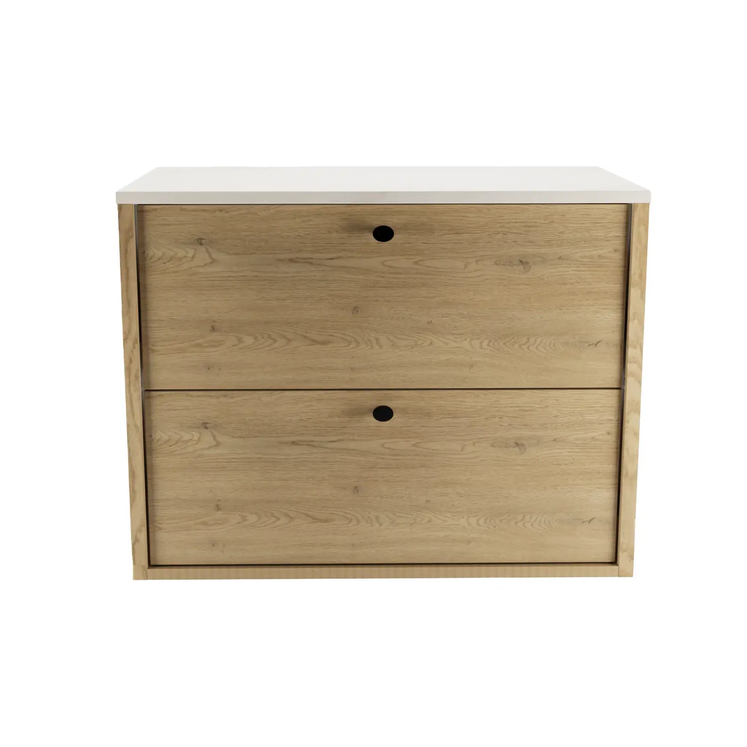 Waschtischunterschrank 80 cm, glatte Fronten Belino - Eiche Cremona/Marmor Bianco