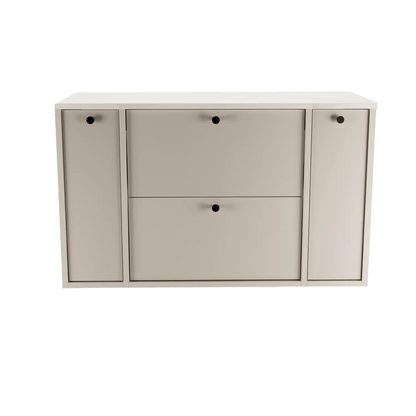 Waschtischunterschrank 100 cm mit 2 Regal, glatte Fronten Belino - Kaschmir/Marmor Bianco