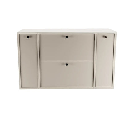 Waschtischunterschrank 100 cm mit 2 Regal, glatte Fronten Belino - Kaschmir/Marmor Bianco