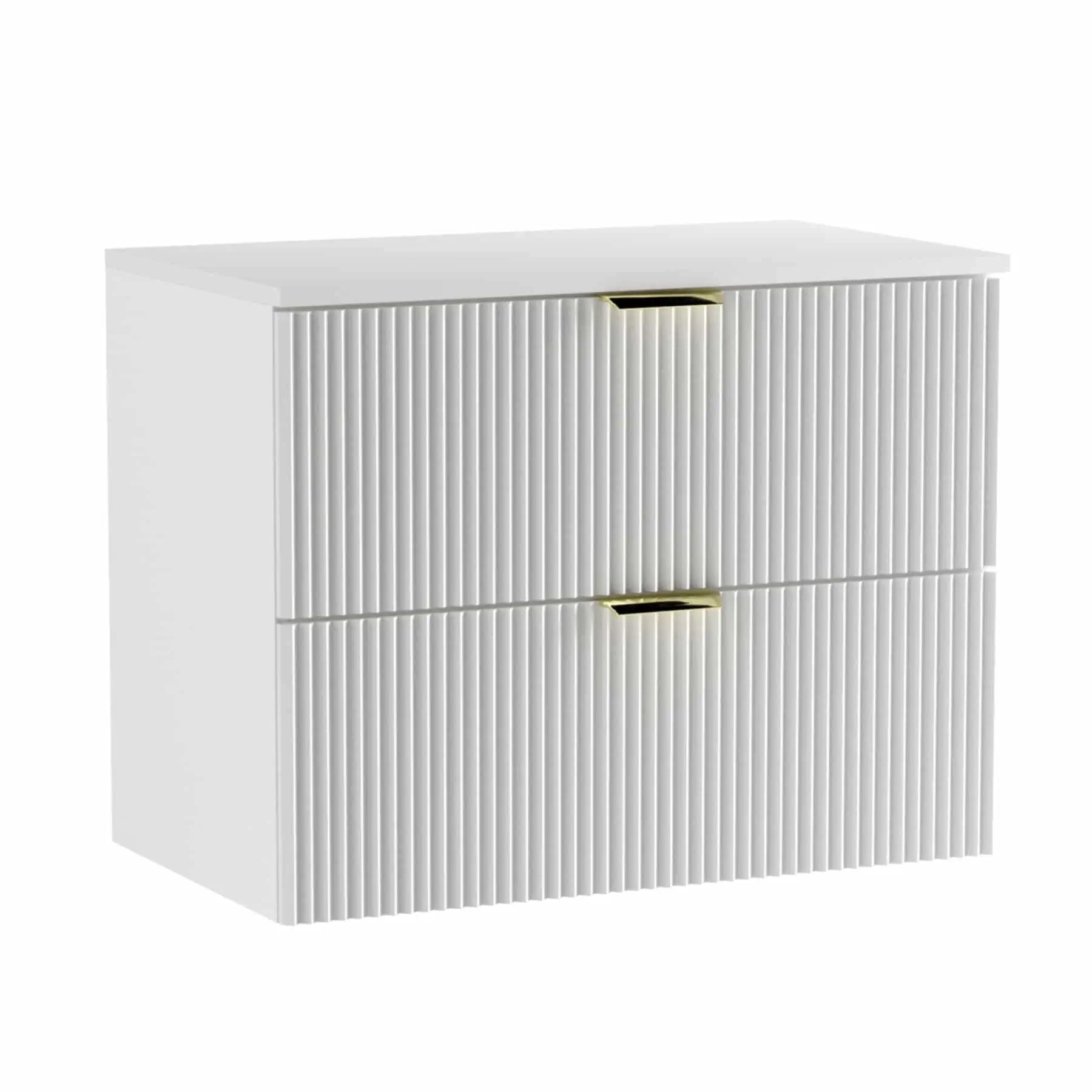 Waschtischunterschrank mit Regal 100 cm Willy - Weiß, Walnuss Regal, Weißplatte