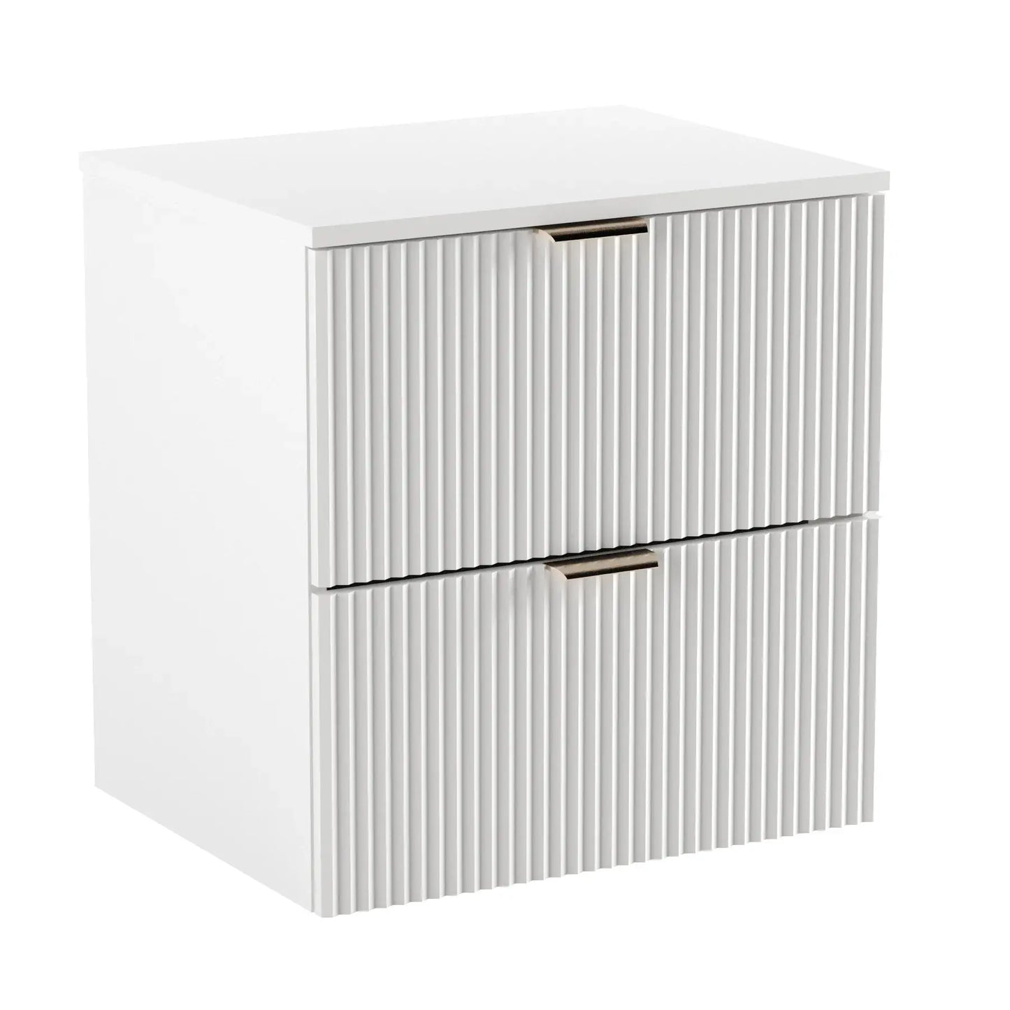 Waschtischunterschrank 100 cm mit 2 Regale Willy - Weiß, Walnussplatte