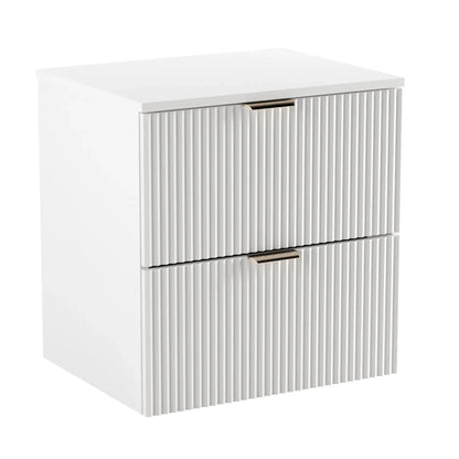 Waschtischunterschrank 100 cm mit 2 Regale Willy - Weiß, Walnussplatte