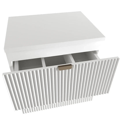 Waschtischunterschrank 100 cm mit 2 Regale Willy - Weiß, Walnussplatte