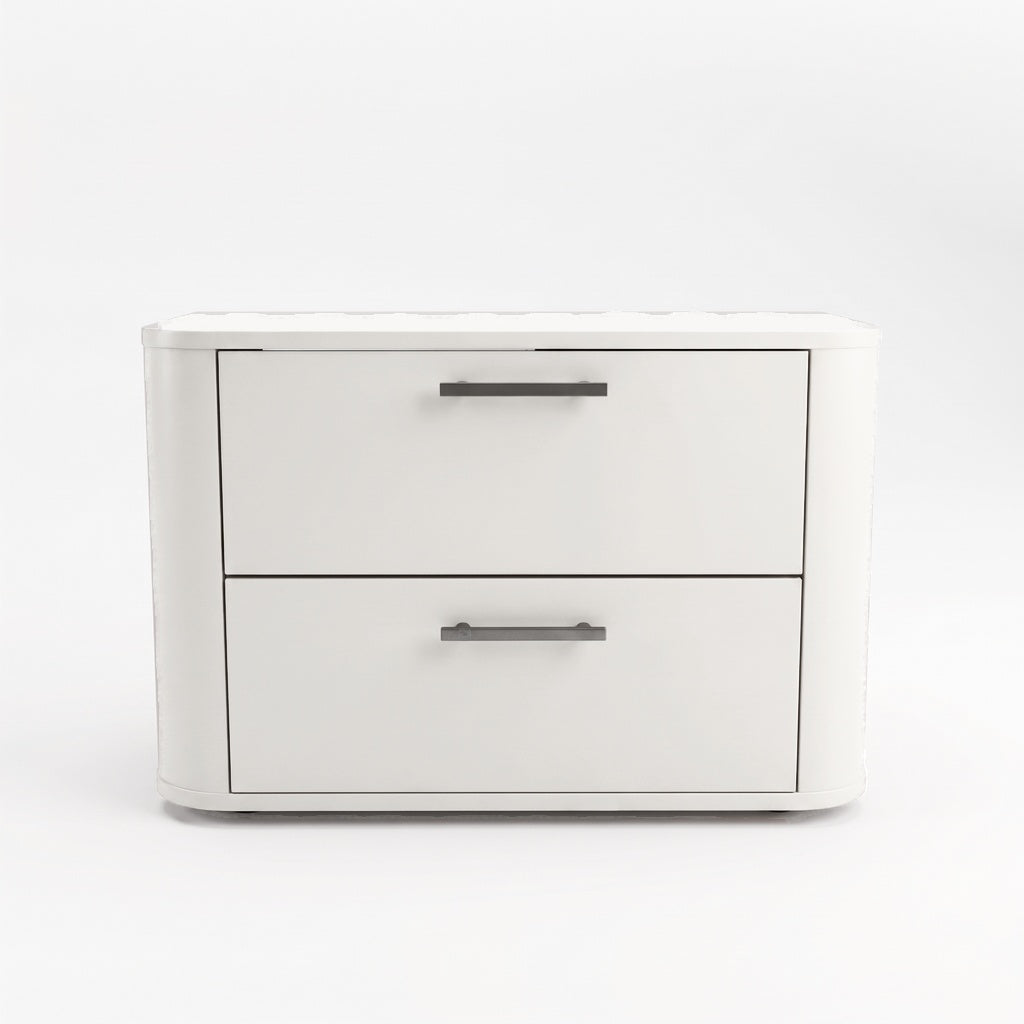 Waschtischunterschrank 80 cm mit 2 Schubladen, abgerundet Nola - Weiß