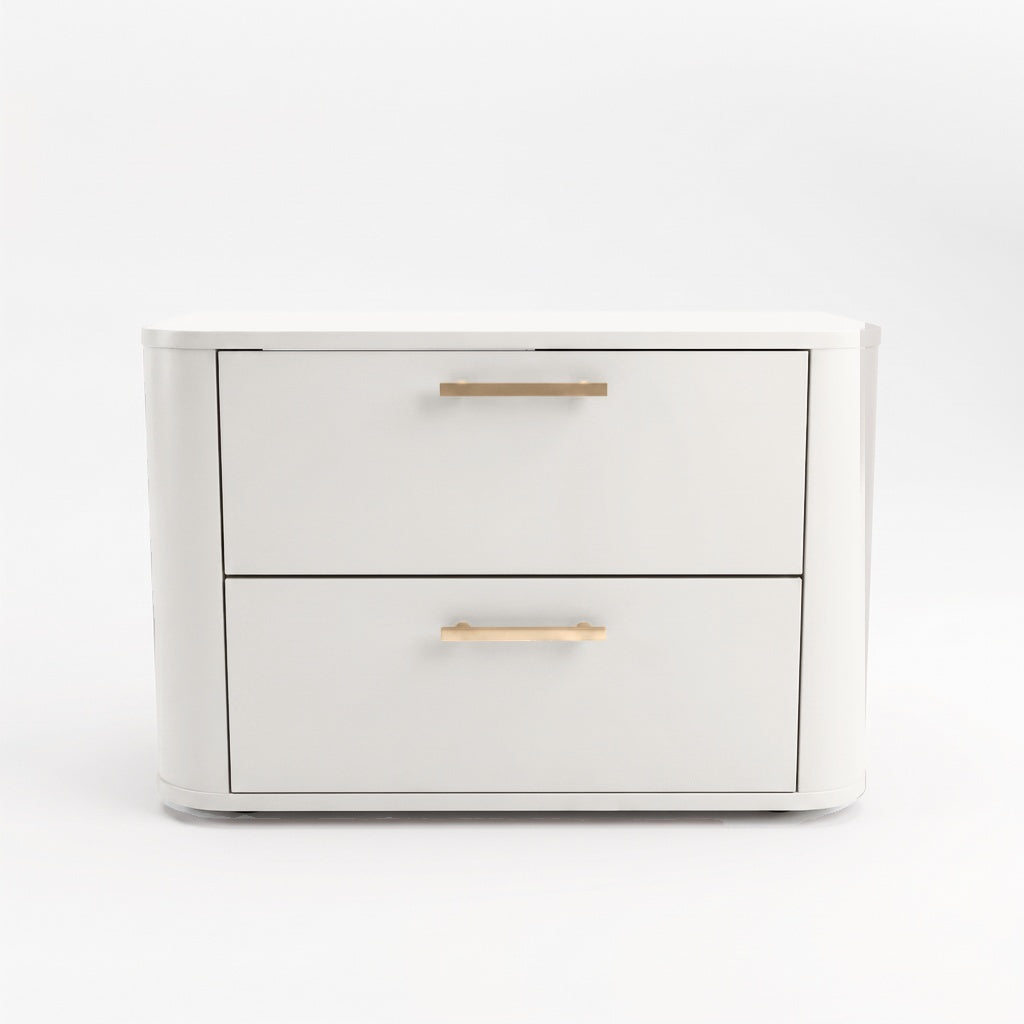 Waschtischunterschrank 80 cm mit 2 Schubladen, abgerundet Nola - Weiß