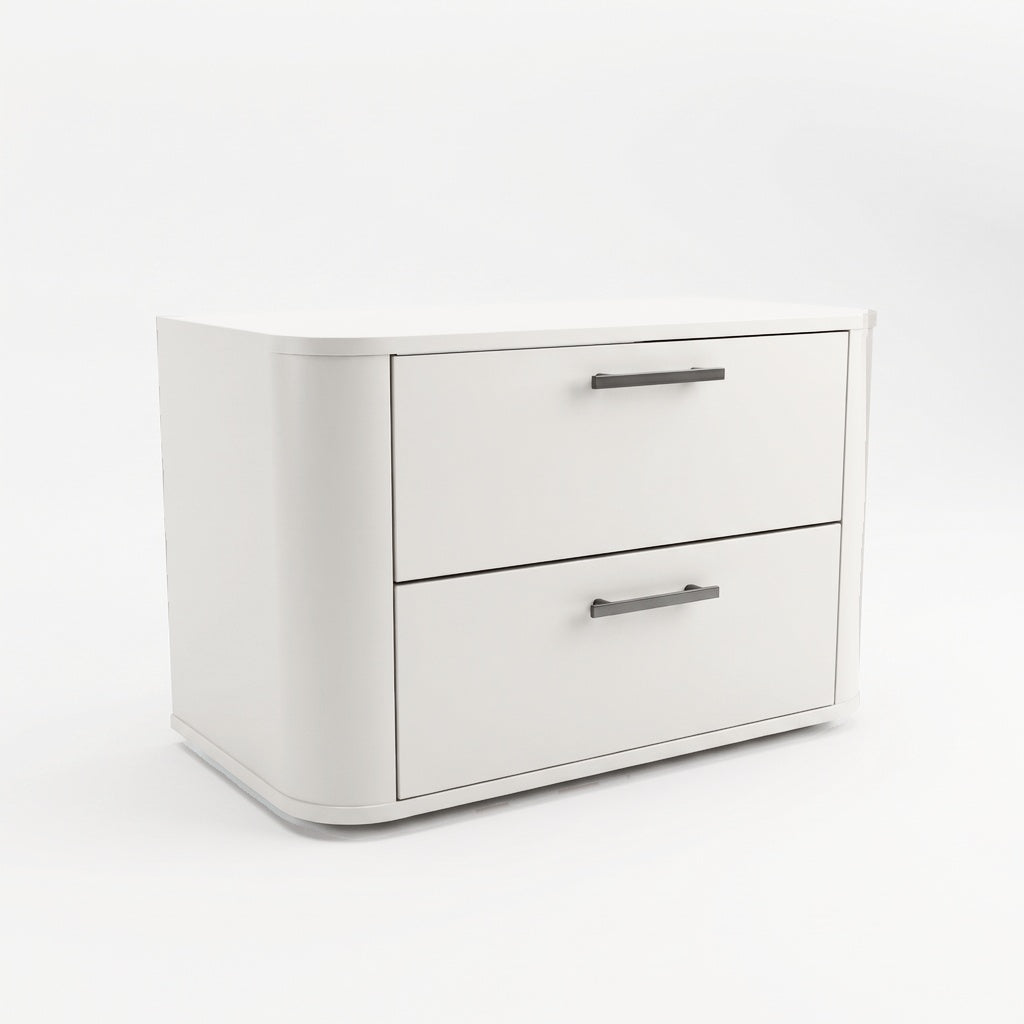 Waschtischunterschrank 80 cm mit 2 Schubladen, abgerundet Nola - Weiß