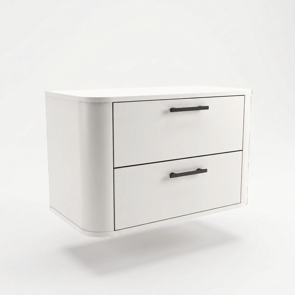 Waschtischunterschrank 100 cm mit 2 Schubladen, abgerundet Nola - Weiß