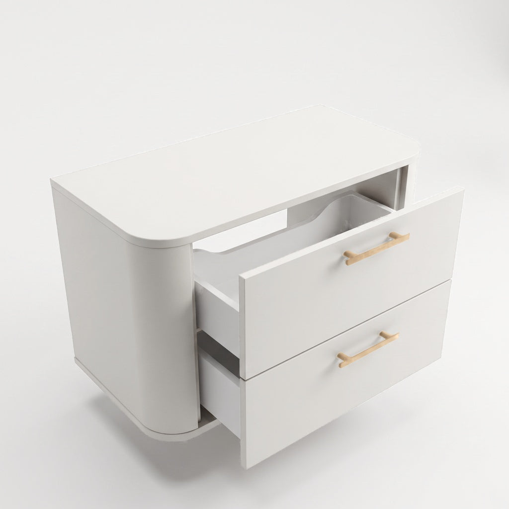 Waschtischunterschrank 100 cm mit 2 Schubladen, abgerundet Nola - Weiß