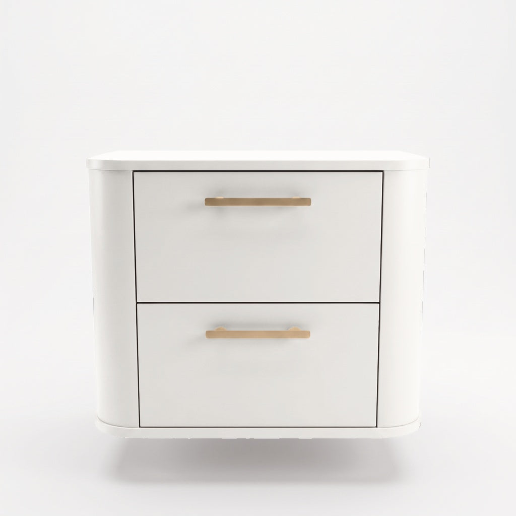 Waschtischunterschrank 60 cm mit 2 Schubladen, abgerundet Nola - Weiß