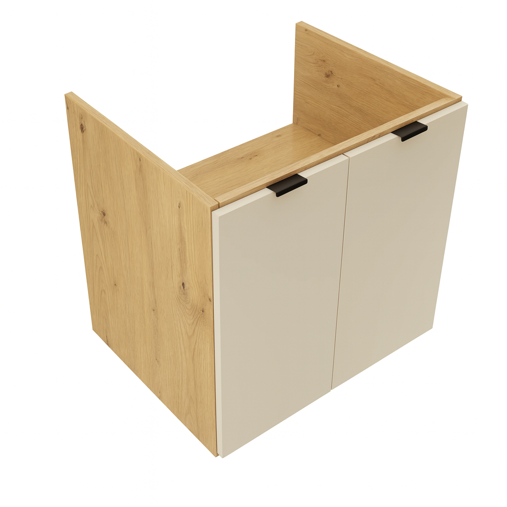 Waschtischunterschrank 60 cm mit Türen, ohne Oberteil Orio - Kaschmir/Eiche artisan
